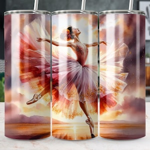 Ballerina Tumbler Wrap, 20oz Skinny Tumbler Design, Ballet Dance PNG, Digital Download for Dance Lovers
