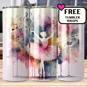 Ballerina Tumbler Wrap, 20oz Skinny Sublimation PNG, Ballet Dance Digital Download for Girls & Dance Lovers