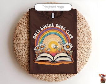 PNG de Club de Lectura Antisocial, Descarga Digital para Amantes de los Libros, Diseño para Sublimación para Introvertidos, Regalo Perfecto para Lectores