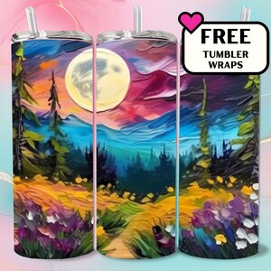 Kwitnący kubek PNG, Moonlight Flowers 20oz Tumbler Wrap, Miłośnicy kwiatów PNG, Ciemna sztuka kwiatowa Skinny Tumbler, Sublimacja, Pobieranie cyfrowe
