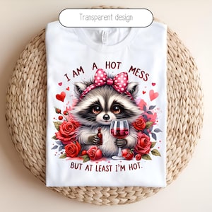 Divertido y lindo bebé mapache png para San Valentín, mapache y rosas png para San Valentín, diseño gráfico de camiseta de panda bebé basura, sublimación de 300 ppp