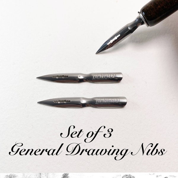 General Drawing dip pen nibs x 3 - Extra fine general purpose drawing and writing nib