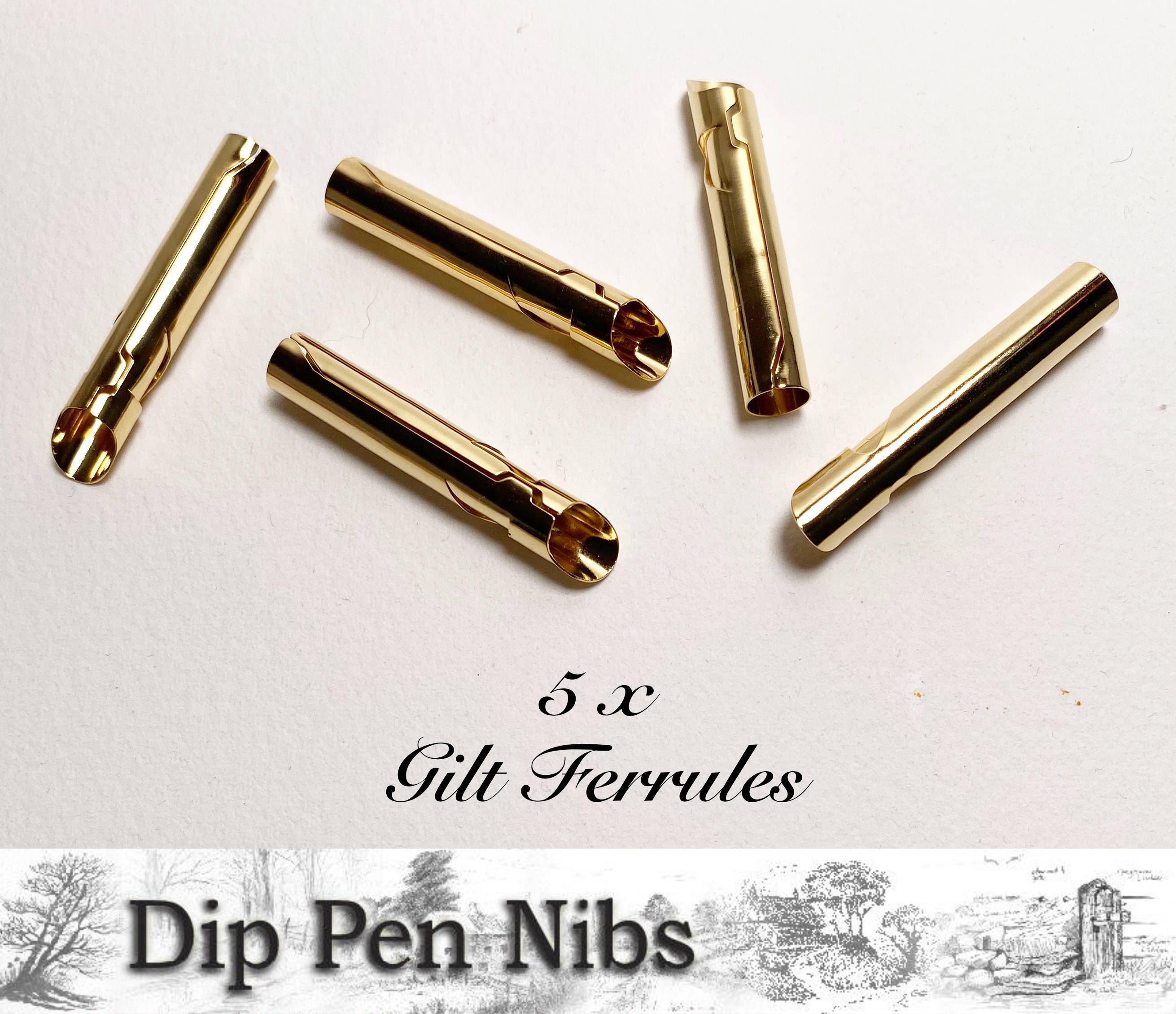 Dip Pen Nib Ferrules / Tips Pack of 5. Convert Feather