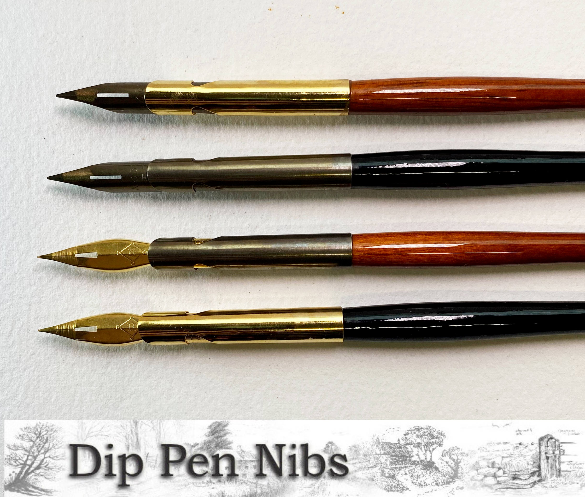 Wooden Dip Pen Nib Holders for Vintage Nibs Wood or Black Holder With