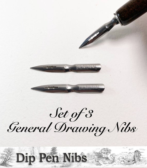 General Drawing Dip Pen Nibs X 3 Extra Fine General Purpose