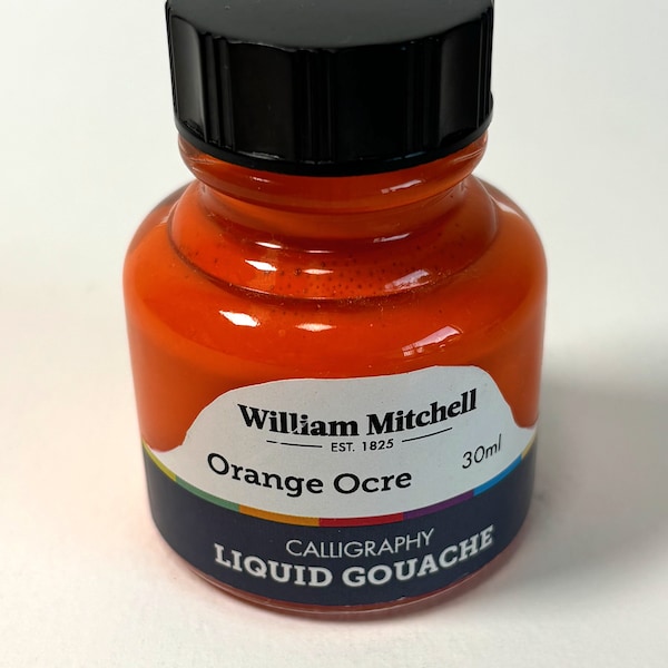 Gouache liquide calligraphie William Mitchell Encre orange ocre Flacon de 30 ml pour stylos plume, plume, ruling pens et stylos de calligraphie