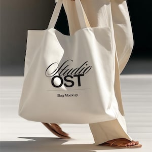 Stor tygväska Mockup Minimalistisk Livsstil Bomullsväska PSD | Mockup estetik