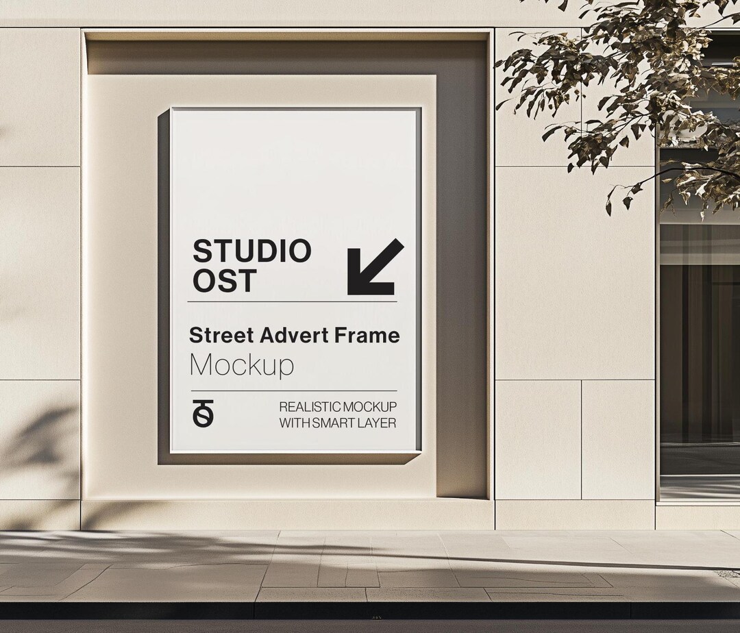 Realistic Window Poster Mockup – Outdoor Billboard PSD for Storefront ...
