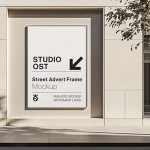 Realistisches Fensterplakat-Modell – Außenwerbetafel PSD für Schaufensterwerbung, bearbeitbare Plakatanzeigevorlage