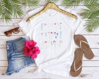 Wildflowers Gift For Women Wild Flowers Shirt Ladies Shirts Wildflower Tshirt Flower Shirt Best Friend Gift Floral Tshirt Watercolor Spring