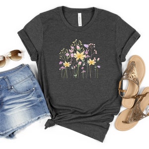 Wilde bloemen cadeau voor vrouwen bloem shirt Wildflower tshirt dames shirts wilde bloemen shirt bloemen tshirt beste vriend cadeau aquarel lente