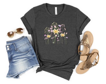 Wildflowers Gift For Women Flower Shirt Wildflower Tshirt Ladies Shirts Wild Flowers Shirt Floral Tshirt Best Friend Gift Watercolor Spring