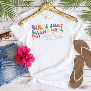 Mädchen wollen nur Grundrechte Retro Rechte Shirt für Frauen Frau Up Shirt feministische Shirts Grundrechte Grundlegende haben