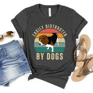 Easily Distracted By Dogs, Funny Dog Shirt, Cute Dog Paw Shirt, Womens Dog Shirt, Dog Owners Gifts, Cute Puppy Shirt, Dog Shirt For Women