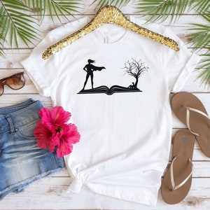 Girl And Dreams Book, Reading Book Shirt, Imagine World Tee, Girl And Dragon Book Shirt, Fantastic Book Lover T-Shirt, Booksellers Gift