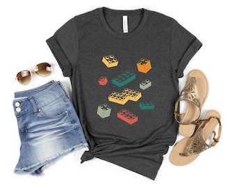 Retro Building Blocks Shirt Master Builder Retro Shirt Funny Building Blocks Shirt Building Blocks Bricks Master Builder Dad Mom T-shirt