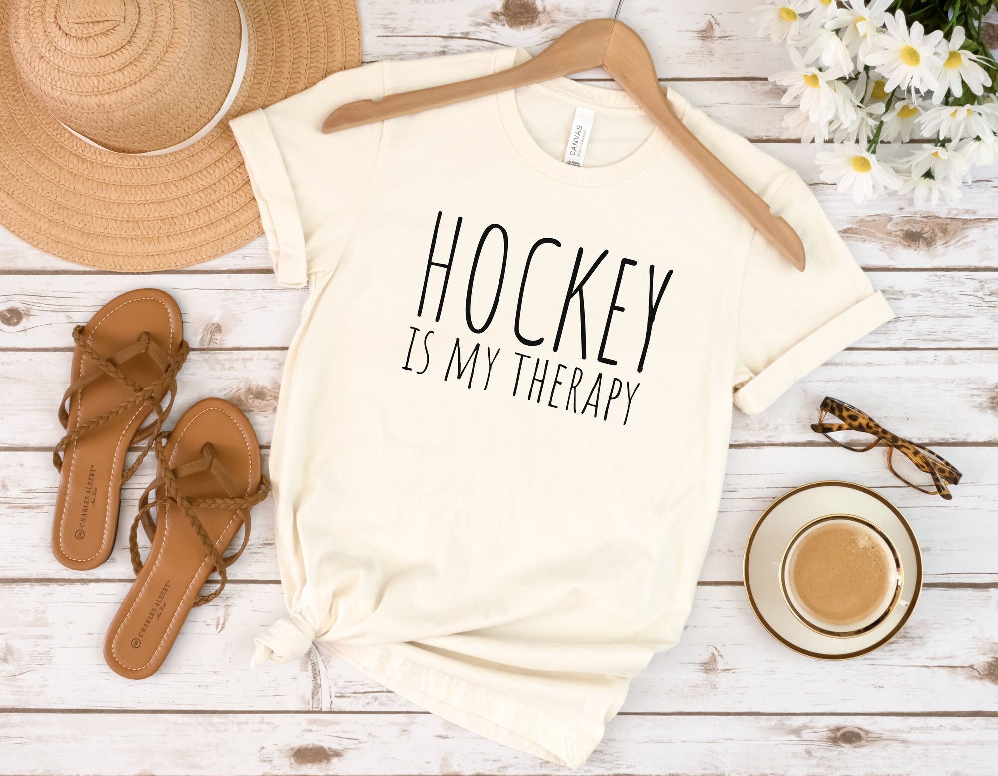 Hockey Shirt Ice Hockey is My Therapy Hockey Player Gift 