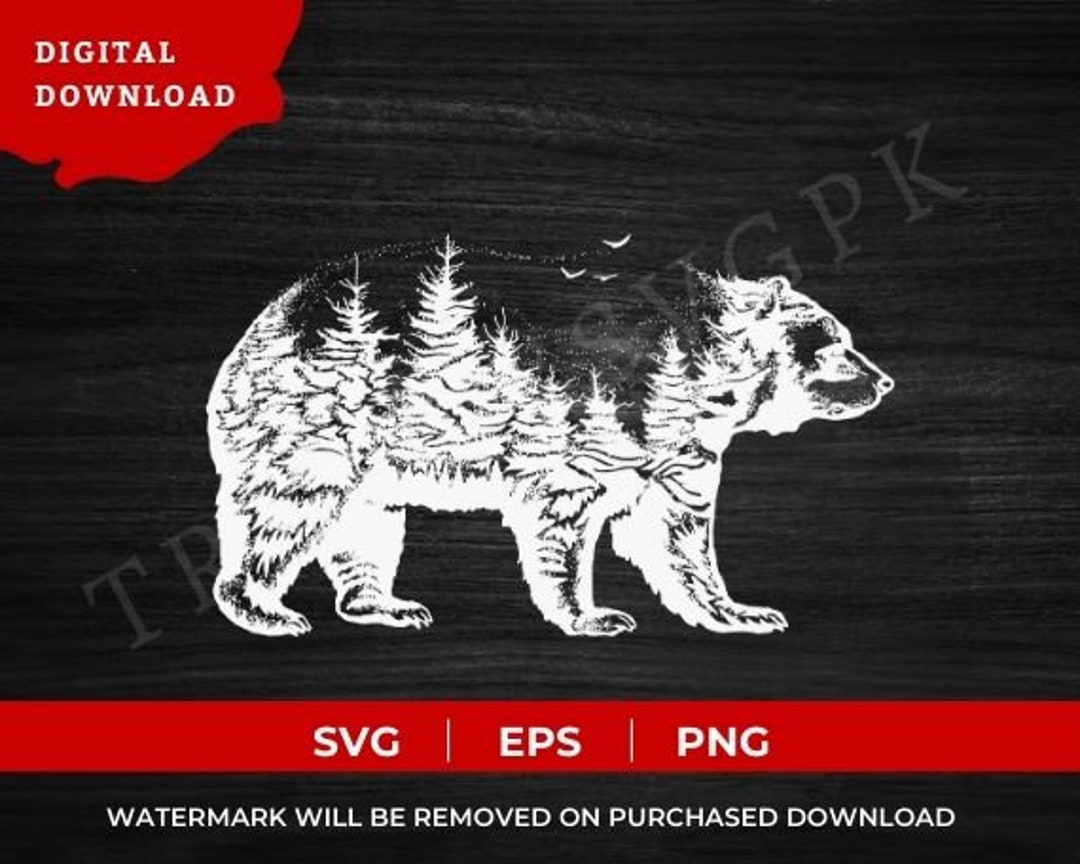 Spreadshirt Vinyl-Aufkleber „Bär Im Wald“ – 10x10 Cm, Weiß Glänzend
