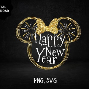 Mouse Head New Years Sublimation Print, fichier SVG du nouvel an, 2024 svg, fichier coupé, Vacances en famille, Voyage du Nouvel An Svg, Souris Nouvel An Svg Cricut