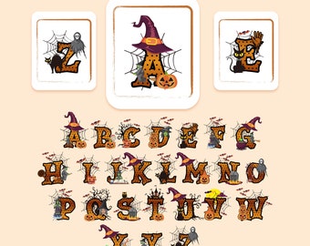 Halloween Alphabet Svg Png, Spooky Alphabet, Halloween Day Font,  Haloween Letters ,Halloween Doodle Clipart,
