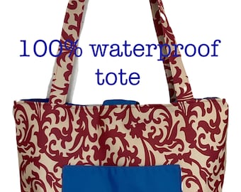 Waterproof Beach Tote Bag: Handmade Reusable Grocery Bag