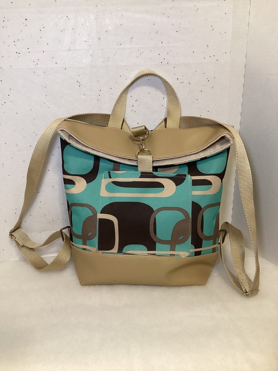 Womens Roll Top Backpack fold Over Backpack Purse vegan Handbag pretty Everyday Backpack reallycutebags.etsy Etsy