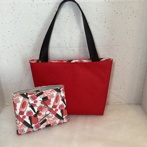 Bolso de lona rojo, adorable bolso de mano para mujer hecho a mano, bolso de tela con asa superior y bolsa a juego, Reallycutebags.Etsy.com