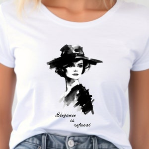 Coco Chanel Quote Elegance is Refusal T-Shirt - Motivational & Empowering Attitude - Timeless Style Gift for Women - Unique Exclusive Design
