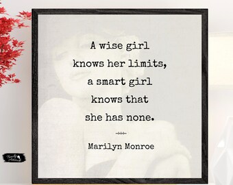 Marilyn Monroe Quote - Smart Girl Has No Limits Vintage Poster - Inspirational Fashion Art Print - Old Typewriter Font - Wall Decor Gift