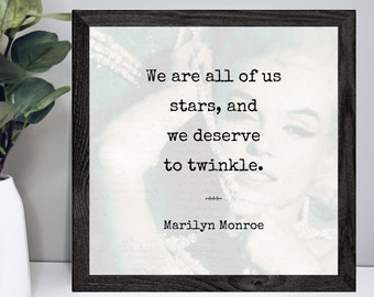 Marilyn Monroe Quote Poster - Shine Like Stars - Vintage Style Wall Art Decor -  Inspirational Fashion Art Print - Old Typewriter Font