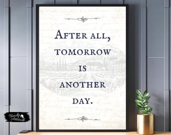 Timeless Gone with the Wind Poster - Tomorrow is Another Day - Inspirational Quote Vintage Wall Art - Classic Film Print - Fashion Decor