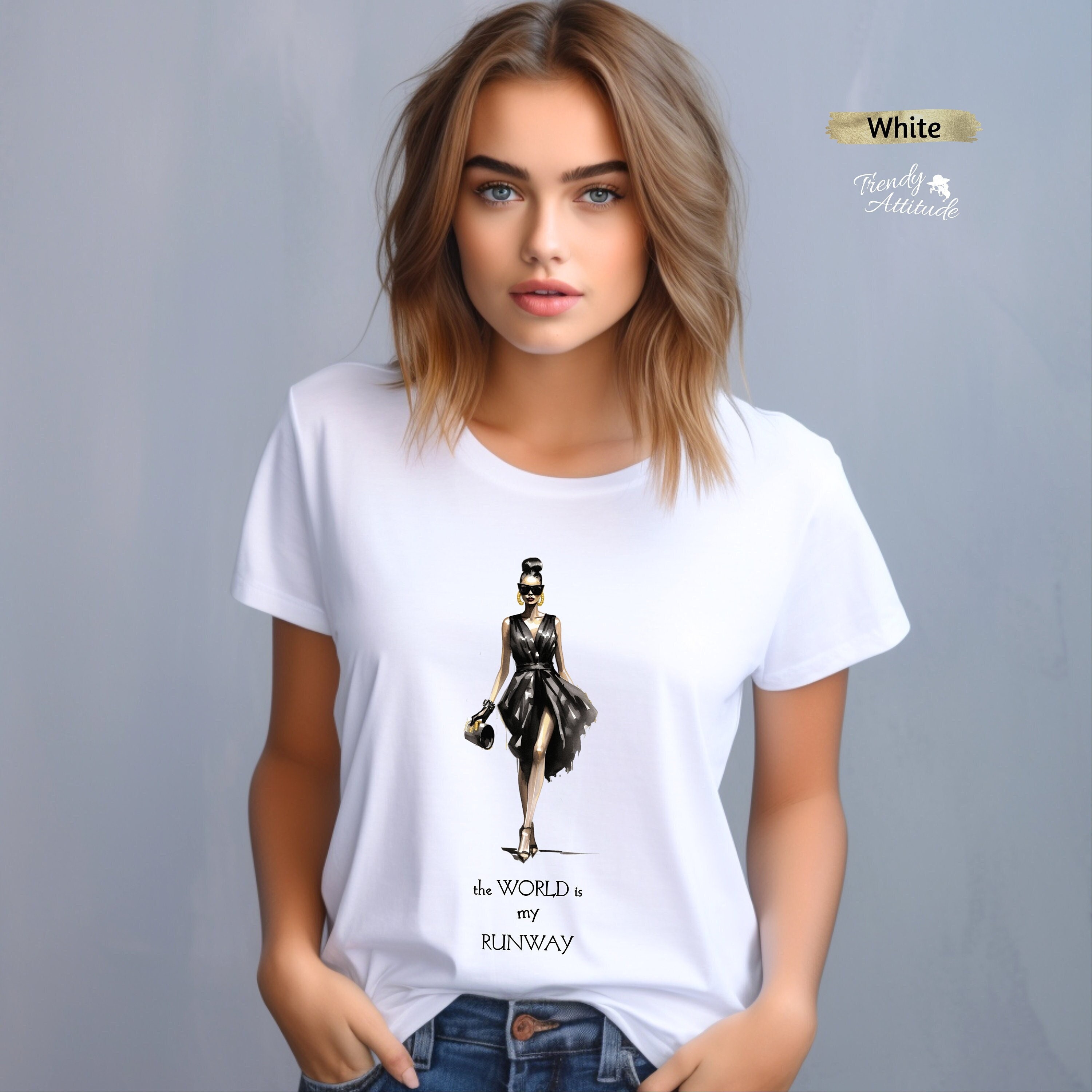 Coco Chanel Quote The World is My Runway T-Shirt - Embrace Your Inner Fashionista - Timeless Inspirational Motivation - Unique Design Gift
