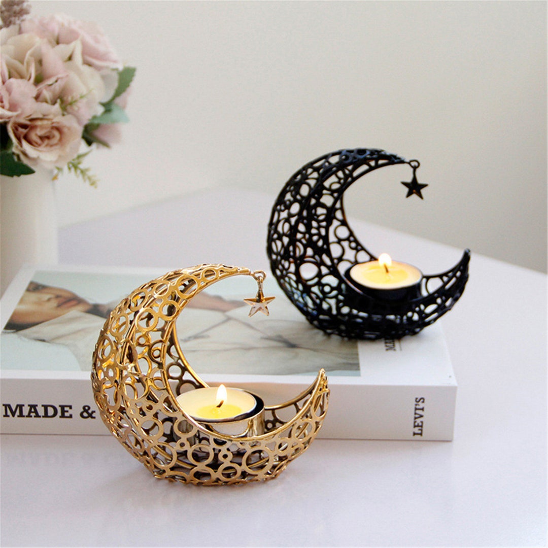 Moon Shaped Candle Holder Eid Mubarak Candlestick Home Desktop Etsy