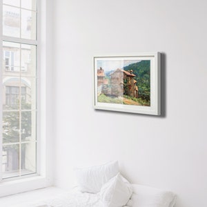 Huile Sur Toile, Impresionismo, Kunst, Maison De Campagne Dans Les Pyrénées, Peinture Sur Toile Paysage De Montagne Grand Mur Cadeau Catalogne Espagne image 4