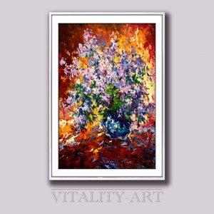 Bouquet of Lilacs Against the Light / Instant Print Digital Print from Original Painting / Contemporary Art Flowers France Wall Art Gift