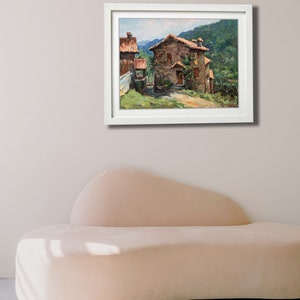 Huile Sur Toile, Impresionismo, Kunst, Maison De Campagne Dans Les Pyrénées, Peinture Sur Toile Paysage De Montagne Grand Mur Cadeau Catalogne Espagne image 5