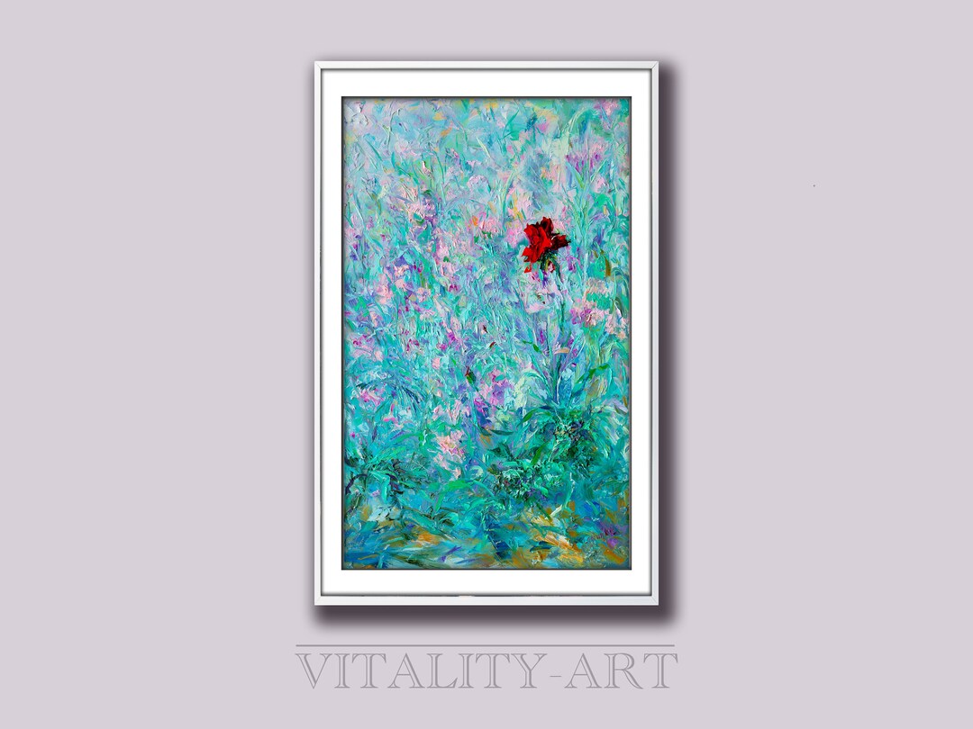 Red Rose Wall Art Printable | Floral Painting Digital Download ...