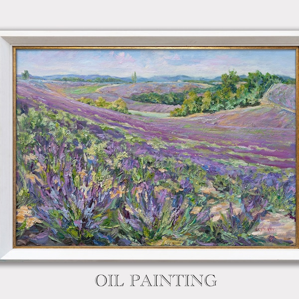 Provence Lavender, Plein Air Painting on Canvas France Landscape Original Art, Oil on Canvas, Modern Art, France Wall Art, Textured Art Gift