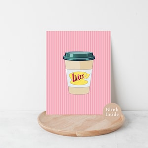 Tarjeta de Gilmore Girls, taza de café de Luke, amistad, relación, agradecimiento