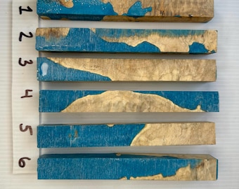 Pen blanks- Wood burl with Sky Blue Mica resin