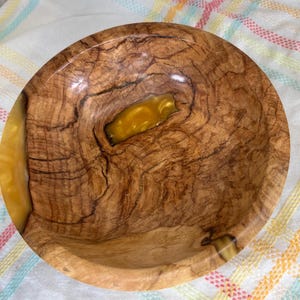Red Maple Burl Bowl: Gold Mica Resin Inlay, Rustic Wood Decor