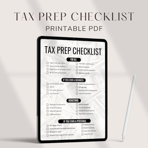 Tax Return Checklist 2023 Etsy