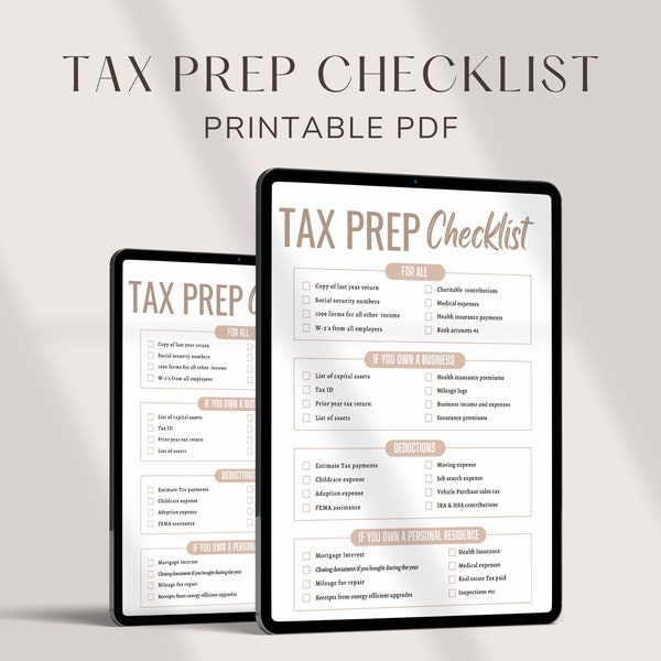 Tax Return Checklist 2023 Etsy