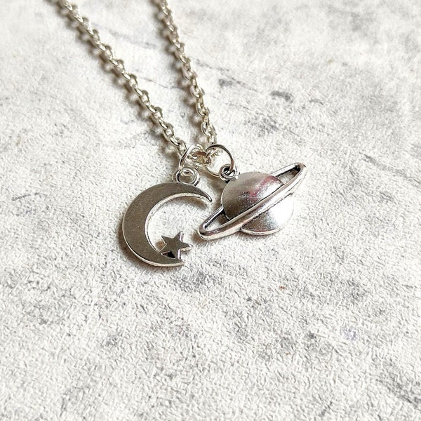 Taylor Swift Inspired Necklace, Love You to the Moon and to Saturn, Moon Saturn Planet Earrings, Folklore, Seven, Eras Tour, Saturn Keychain