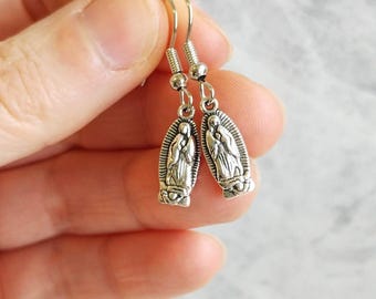 Mini Virgin Mary Earrings, Our Lady, Gold, Silver, Blessed, Rosary, Miraculous Medal, Catholic, Mary Magdalene, Religious, Guadalupe, Jesus