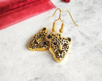 Leopard Earrings, Leopard Head, Animal Jewelery, Cheetah, Tiger, Silver, Gold, Wild, Lion, Quirky Earrings, Cat, Jaguar, Panther, Love Cats