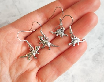Dinosaur Earrings, T Rex, Stegosaurus, Gift for Her, Tree Rex, Dinosaur Christmas Gift, Mini Dinosaur, Dangle Earrings, Quirky Gift, Dino