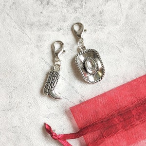 Cowboy Like Me Inspired Bag Charms, Cowboy Boot, Cowboy Hat, Zip Charm Clip, Diary Charm, School Bag, Cowboy Keychains, Shoe Lace Charms