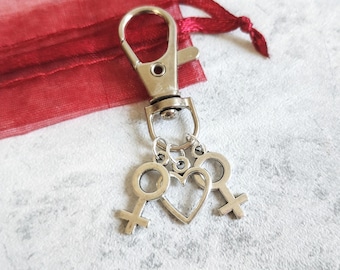 Double Venus Clip Charm, Lesbian Zip Charm, LGBTQ, Girlfriend, Venus Keychain, Bag Backpack Clip, Her, She, They, Pride, Bi, Queer, Female
