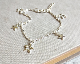 You Drew Stars Bracelet, Star Necklace, Star Charm Bracelet, Cardigan, Star Earrings, My Scars, Silver Stars, Friendship Bracelet, BFF Gift